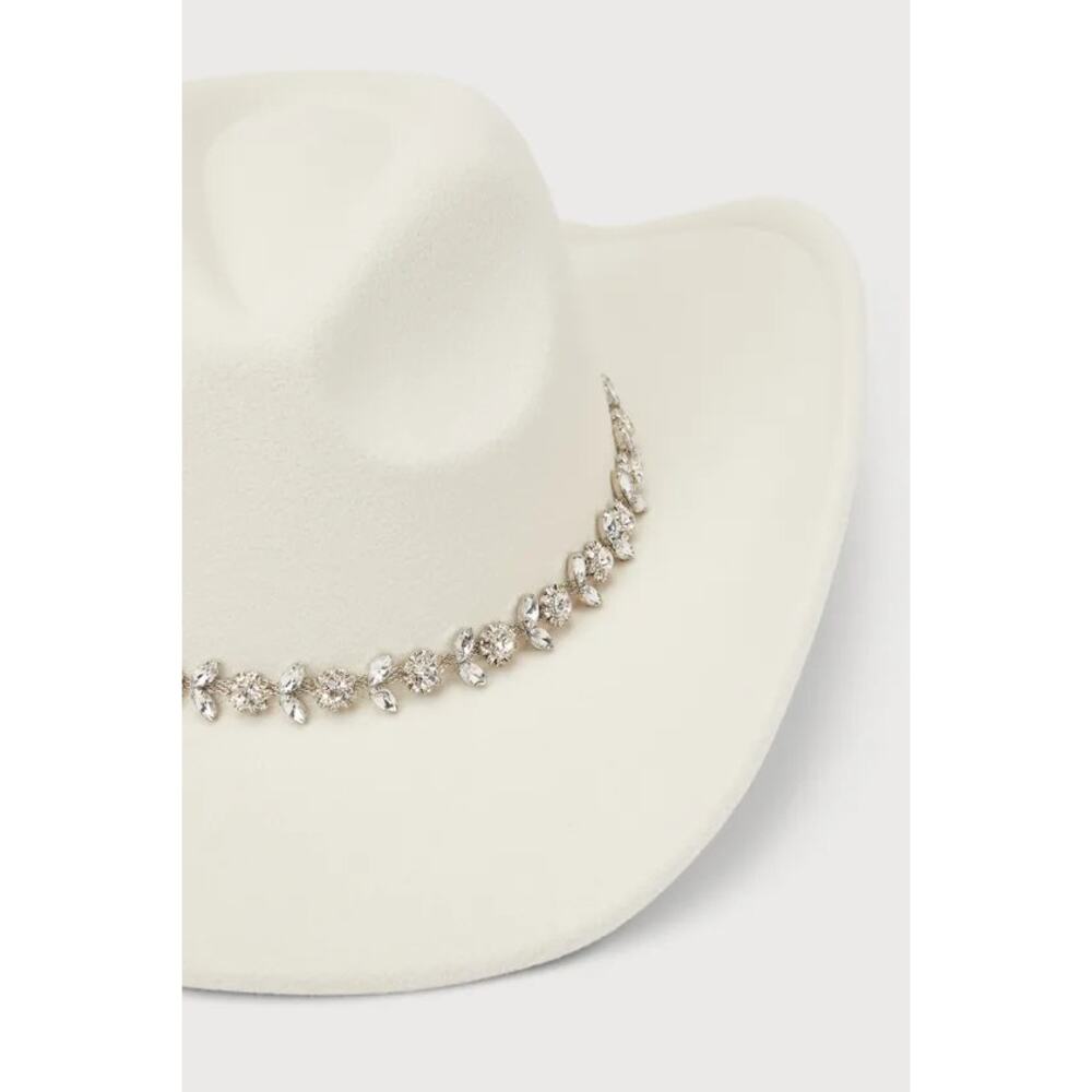 NWT Lulus Galloping Glitter Ivory Rhinestone Western Hat - Picture 4 of 4